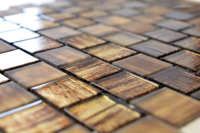 Piastrella di mosaico Mosaico di vetro Cristallo smerigliato marrone chiaro opaco smerigliato MOS68-CF45_f | 10 tappetini di mosaico