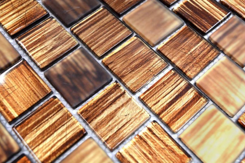 Piastrella di mosaico Mosaico di vetro Cristallo smerigliato marrone chiaro opaco smerigliato MOS68-CF45_f | 10 tappetini di mosaico