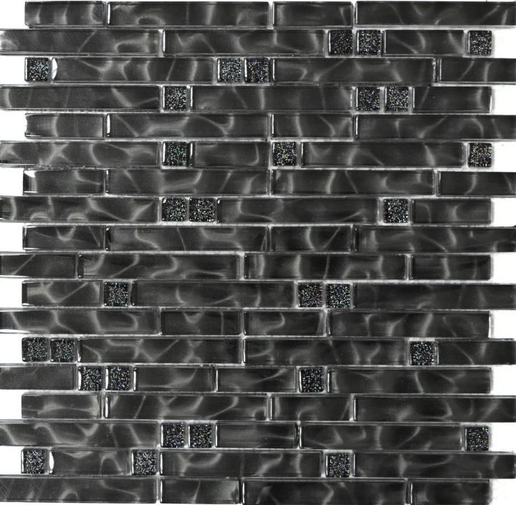 Mosaikfliese Transluzent Verbund Glasmosaik Crystal Chic schwarz MOS87-MV708
