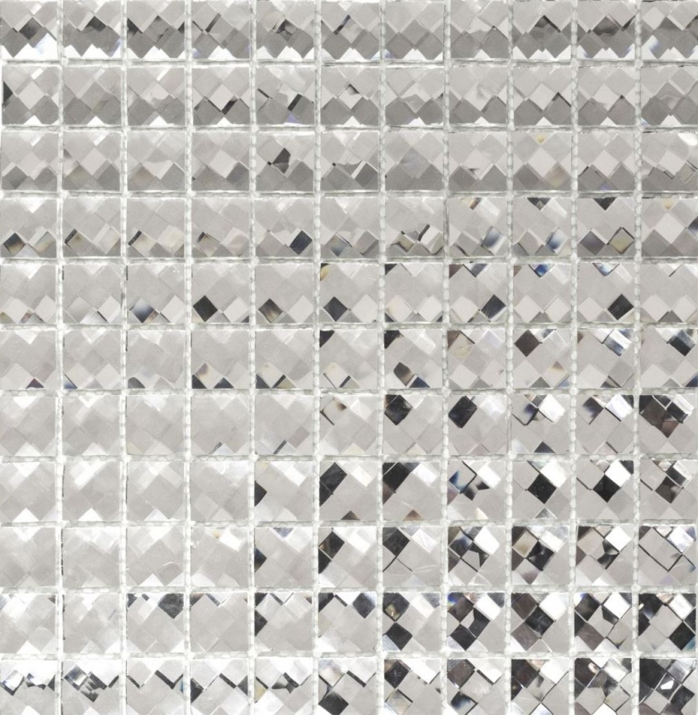 Carreau de mosaïque Translucide cristal Mosaïque de verre Crystal Glitter argent MOS130-0208_f | 10 Tapis de mosaïque