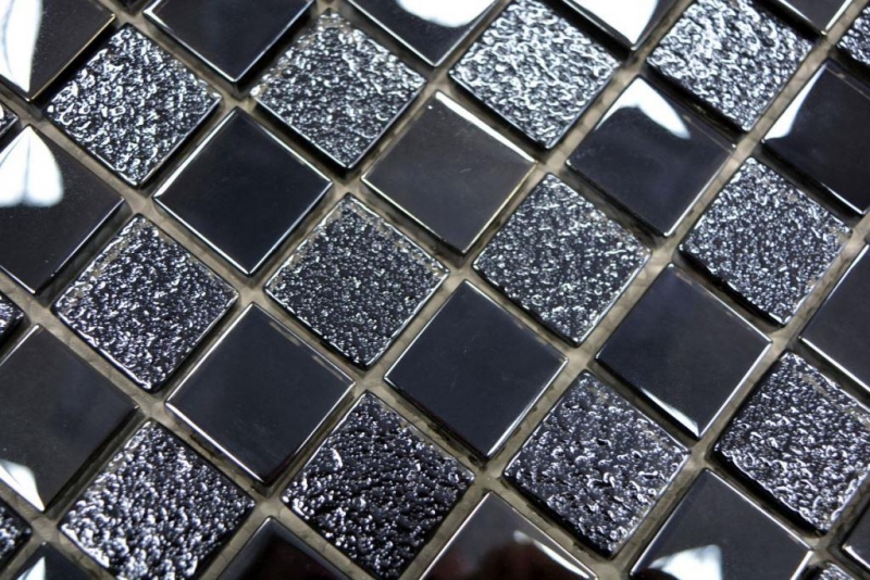 Carreau de mosaïque Translucide noir Mosaïque de verre Crystal Lüster noir MOS88-8LU89_f | 10 Tapis de mosaïque