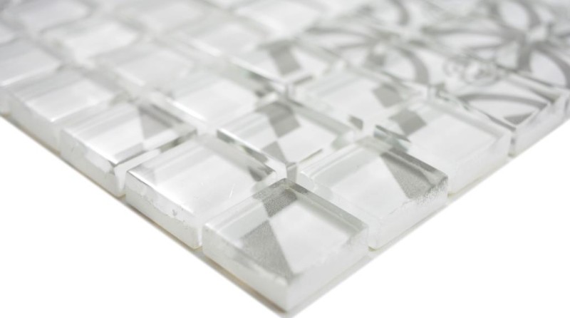 Mosaïque rétro vintage gris translucide Mosaïque de verre Crystal Design gris MOS88-Retro-35_f | 10 tapis de mosaïque