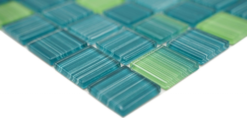 Carreau de mosaïque Translucide Vert Stroke Mosaïque de verre Crystal Vert Stroke MOS64-0509_f | 10 Tapis de mosaïque