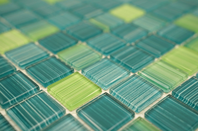 Carreau de mosaïque Translucide Vert Stroke Mosaïque de verre Crystal Vert Stroke MOS64-0509_f | 10 Tapis de mosaïque