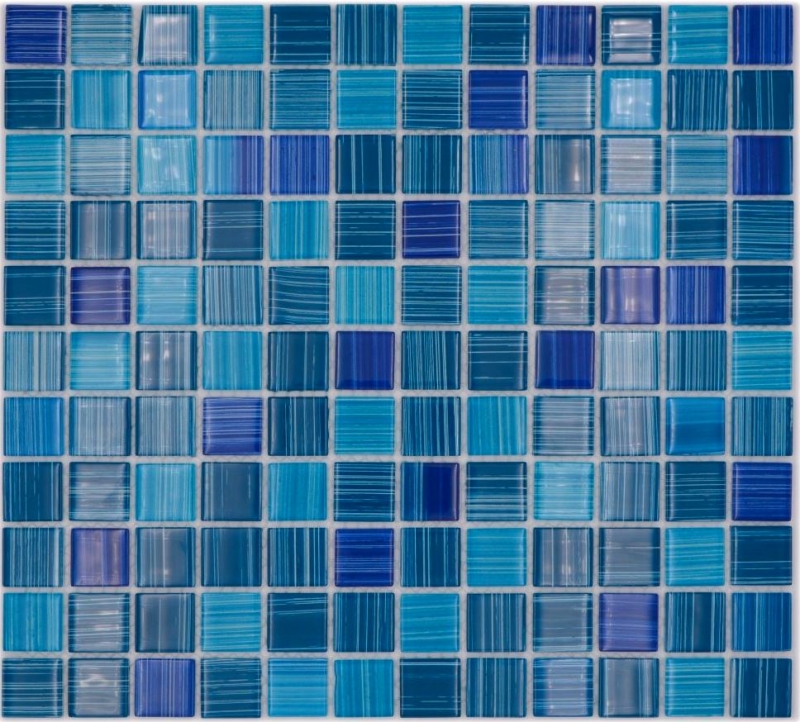 Mosaic tile Translucent line blue Glass mosaic Crystal line blue MOS64-0409_f | 10 mosaic mats
