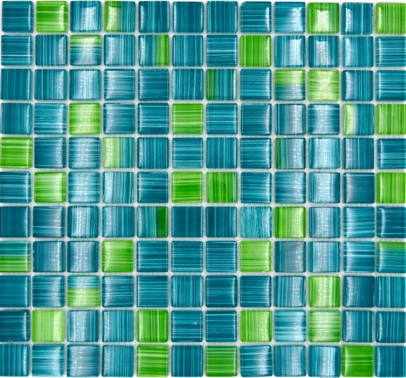 Piastrella di mosaico Mosaico di vetro verde traslucido Verde cristallo MOS74-0509_f | 10 tappetini di mosaico
