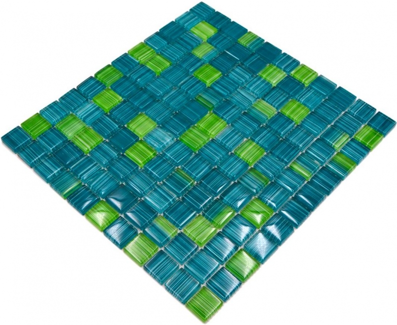 Mosaikfliese Transluzent strichgrün Glasmosaik Crystal strichgrün MOS74-0509_f | 10 Mosaikmatten