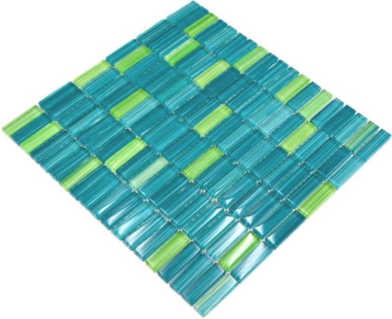Piastrella di mosaico Aste verdi traslucide Mosaico di vetro Aste verdi di cristallo MOS77-0508_f | 10 tappetini di mosaico