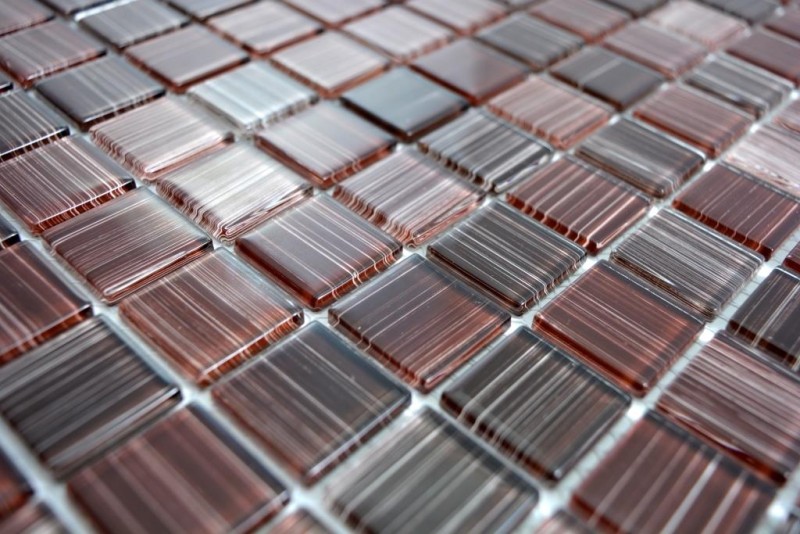 Mosaic tile Translucent streaky brown Glass mosaic Crystal streaky brown MOS64-1309_f | 10 mosaic mats