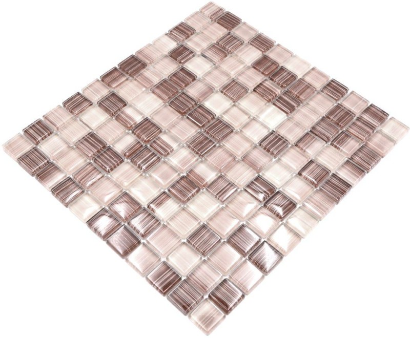 Mosaic tile Translucent streaky beige Glass mosaic Crystal streaky beige MOS74-1209_f | 10 mosaic mats