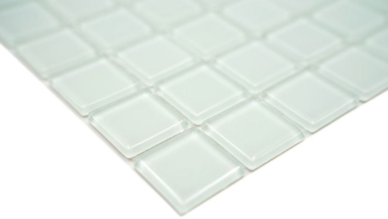 Carreau de mosaïque blanc translucide avec nuance de vert Mosaïque de verre Crystal BAD WC cuisine MOS60-0102_f | 10 Tapis de mosaïque