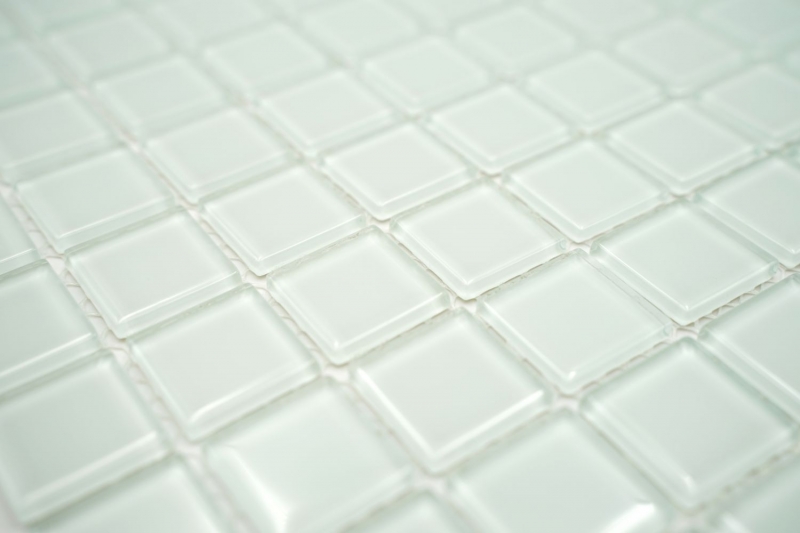 Piastrella di mosaico Bianco traslucido con sfumature verdi Mosaico di vetro Cristallo BAD WC Cucina MOS60-0102_f | 10 tappetini di mosaico