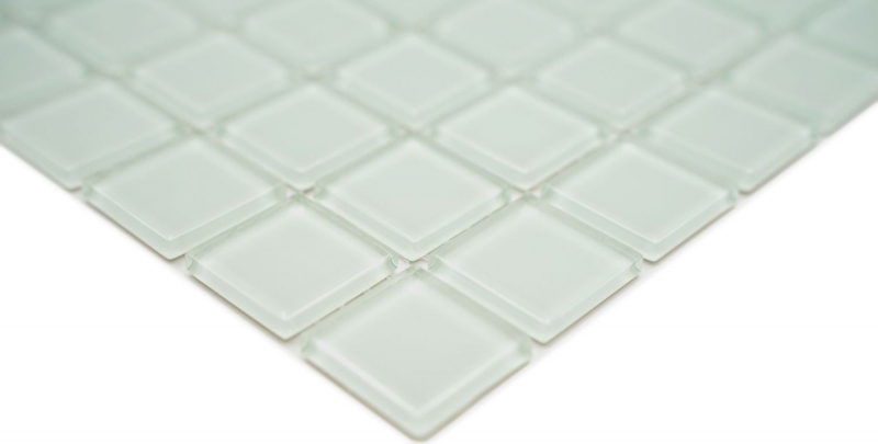 Carreau de mosaïque translucide blanc Mosaïque de verre Crystal blanc mat givré MOS60-0111_f | 10 Tapis de mosaïque