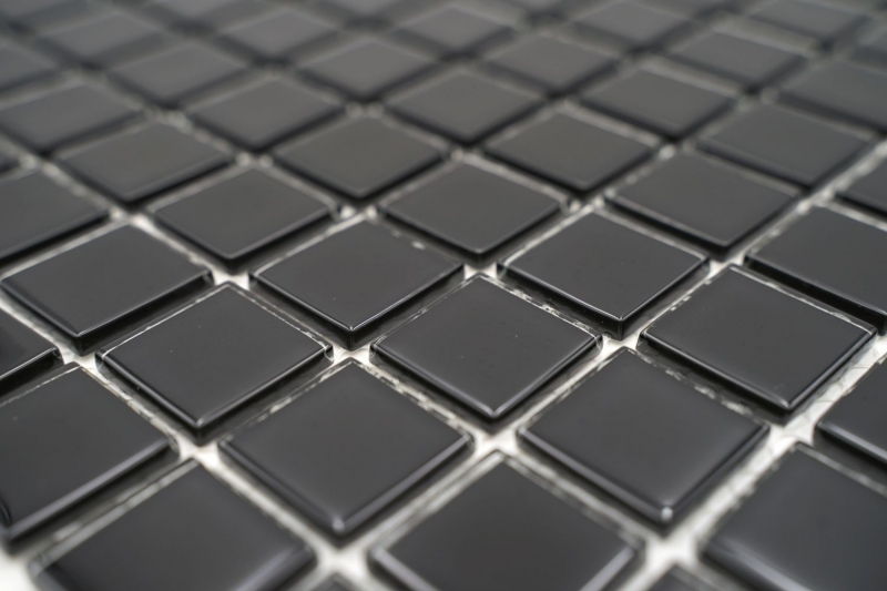 Mosaic tile Translucent black Glass mosaic Crystal black MOS60-0304_f | 10 mosaic mats
