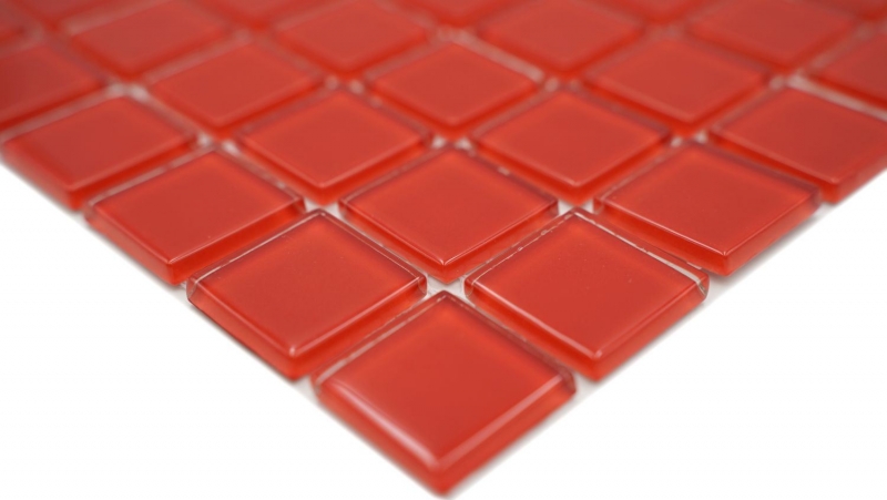 Piastrella di mosaico Rosso traslucido Mosaico di vetro Rosso cristallo BAGNO WC Cucina PARETE MOS60-0904_f | 10 tappetini di mosaico