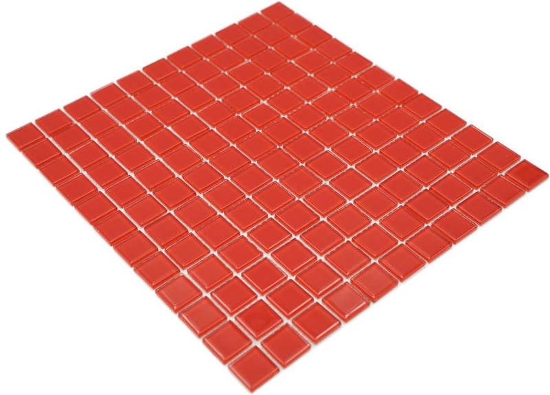 Piastrella di mosaico Rosso traslucido Mosaico di vetro Rosso cristallo BAGNO WC Cucina PARETE MOS60-0904_f | 10 tappetini di mosaico