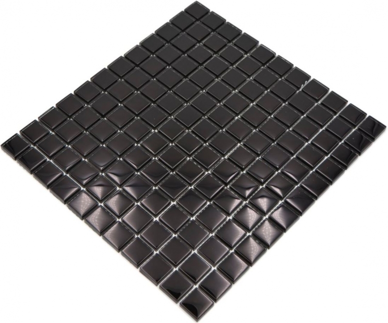 Piastrella di mosaico Nero traslucido Mosaico di vetro Nero cristallo MOS70-0304_f | 10 tappetini di mosaico