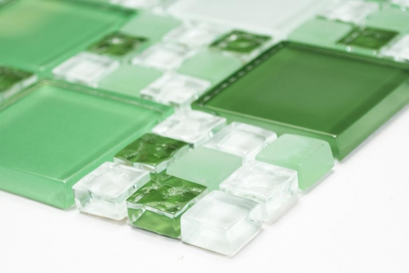Mosaikfliese Transluzent grün Kombination Glasmosaik Crystal grün grün matt MOS78-0504_f | 10 Mosaikmatten