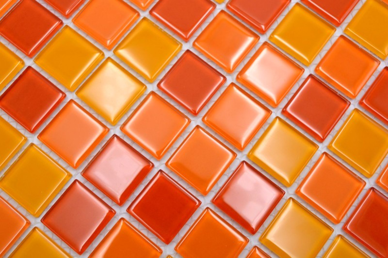 Mosaic tile Translucent yellow orange red Glass mosaic Crystal yellow orange red MOS62-0802_f | 10 mosaic mats