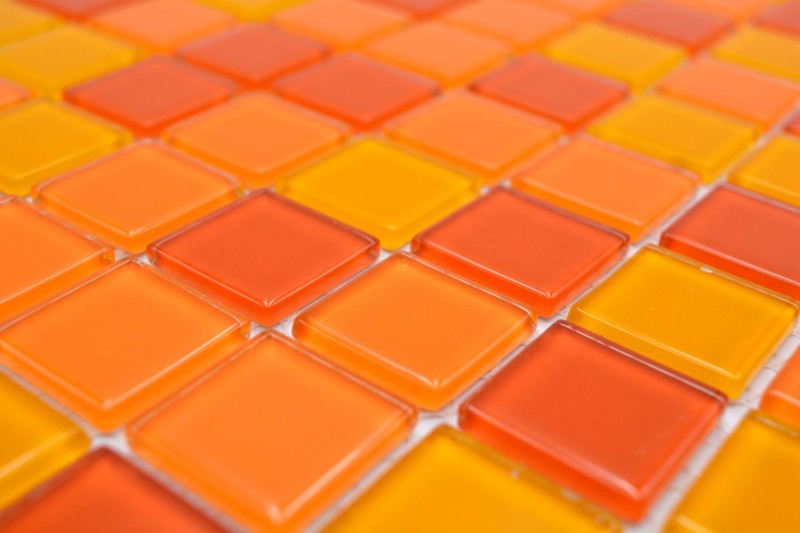 Mosaikfliese Transluzent gelb orange rot Glasmosaik Crystal gelb orange rot MOS62-0802_f | 10 Mosaikmatten