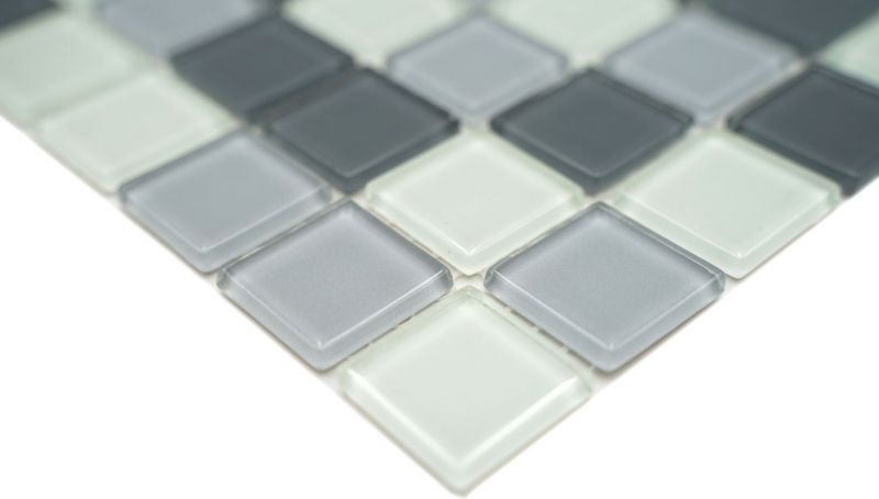 Piastrella di mosaico Grigio traslucido Mosaico di vetro Grigio cristallo BAGNO WC Cucina Muro MOS62-0204_f | 10 tappetini di mosaico