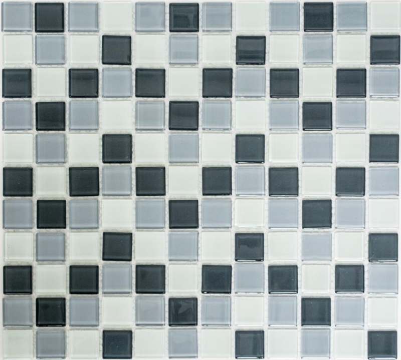 Piastrella di mosaico Grigio traslucido Mosaico di vetro Grigio cristallo BAGNO WC Cucina Muro MOS62-0204_f | 10 tappetini di mosaico
