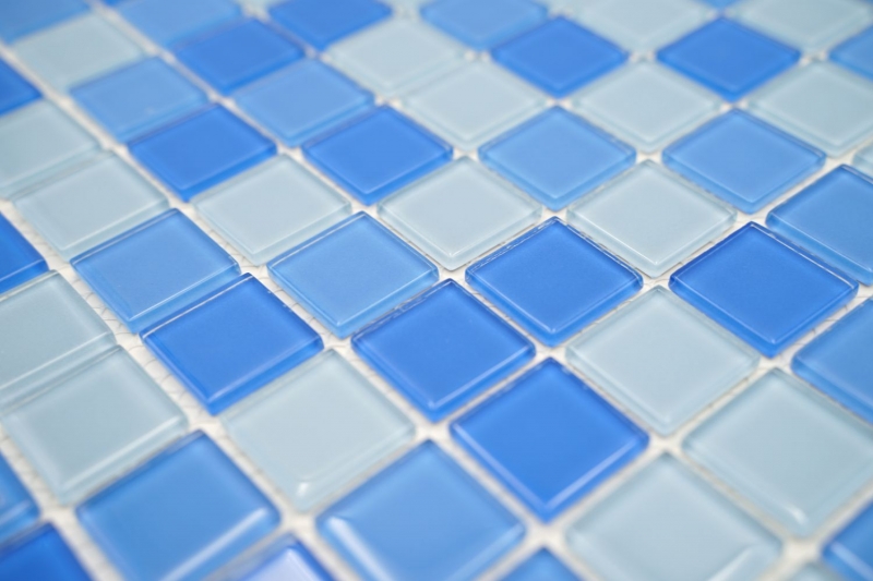 Mosaikfliese Transluzent hellblau Glasmosaik Crystal hellblau BAD WC Küche WAND MOS62-0404_f | 10 Mosaikmatten