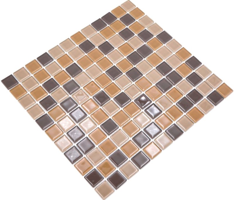 Piastrella di mosaico Marrone traslucido Mosaico di vetro Marrone cristallo BAGNO WC Cucina Muro MOS62-1302_f | 10 tappetini di mosaico