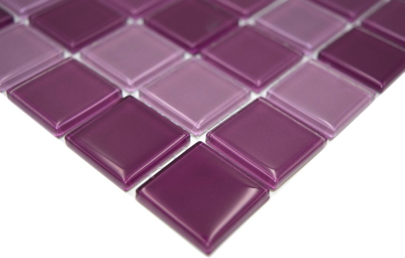 Piastrella di mosaico Viola traslucido Mosaico di vetro Viola cristallo BAGNO WC Cucina Muro MOS62-1104_f | 10 tappetini di mosaico