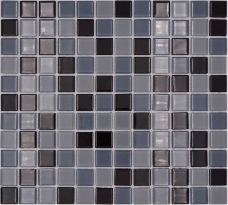 Mosaic tile Translucent black Glass mosaic Crystal black BATH WC Kitchen WALL MOS62-0208_f | 10 mosaic mats