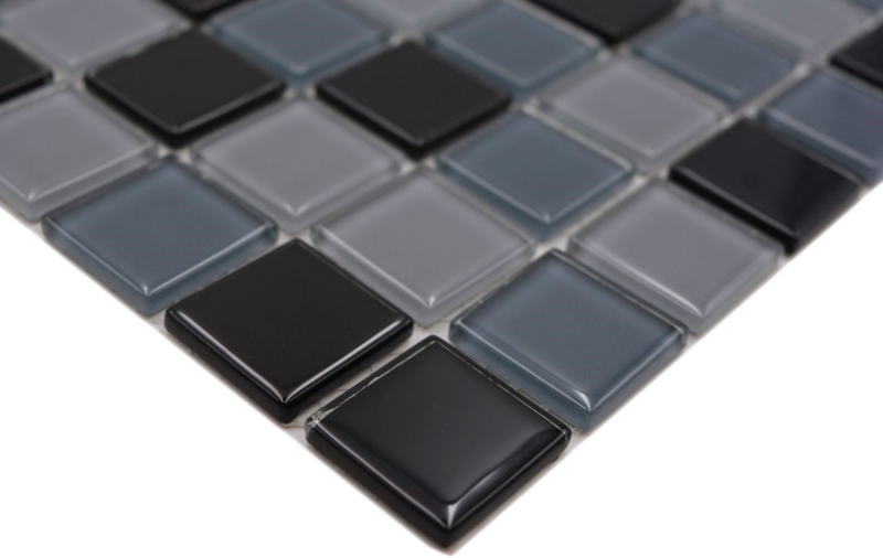 Mosaikfliese Transluzent schwarz Glasmosaik Crystal schwarz BAD WC Küche WAND MOS62-0208_f | 10 Mosaikmatten