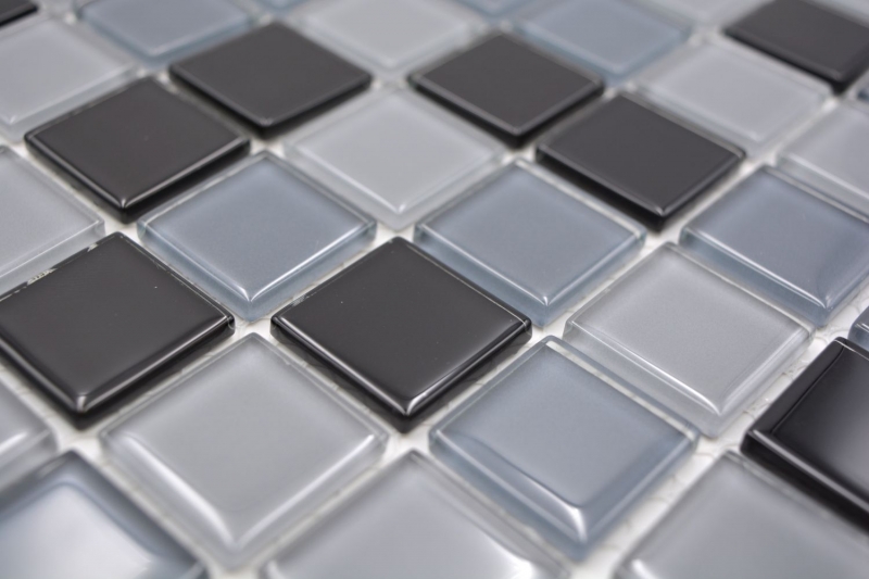 Mosaic tile Translucent black Glass mosaic Crystal black BATH WC Kitchen WALL MOS62-0208_f | 10 mosaic mats