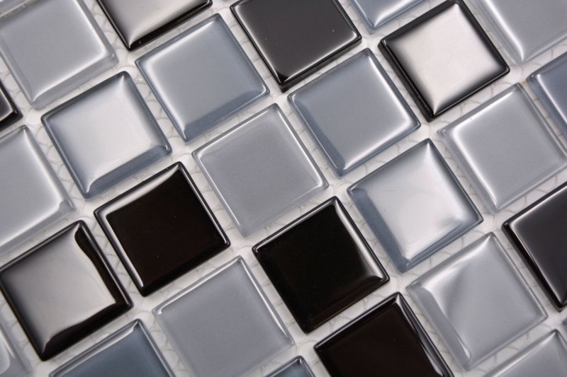Mosaikfliese Transluzent schwarz Glasmosaik Crystal schwarz BAD WC Küche WAND MOS62-0208_f | 10 Mosaikmatten