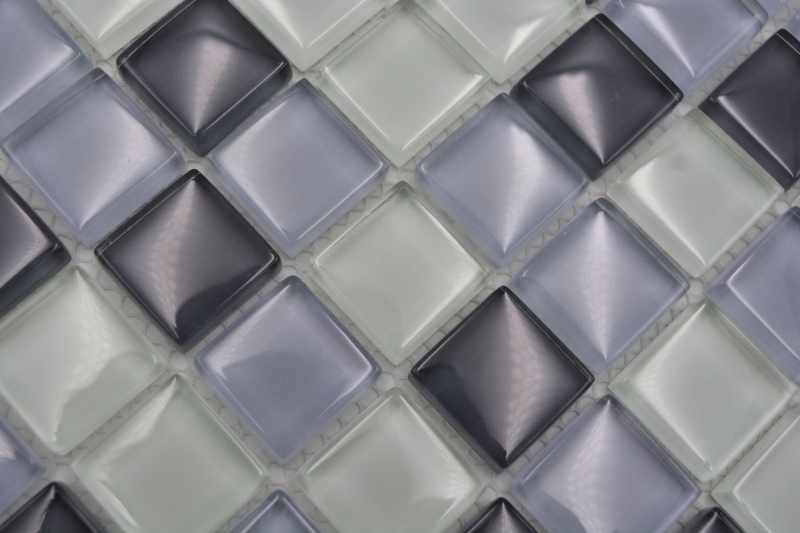 Piastrella di mosaico Grigio traslucido Mosaico di vetro Grigio cristallo BAGNO WC Cucina Muro MOS72-0204_f | 10 tappetini di mosaico