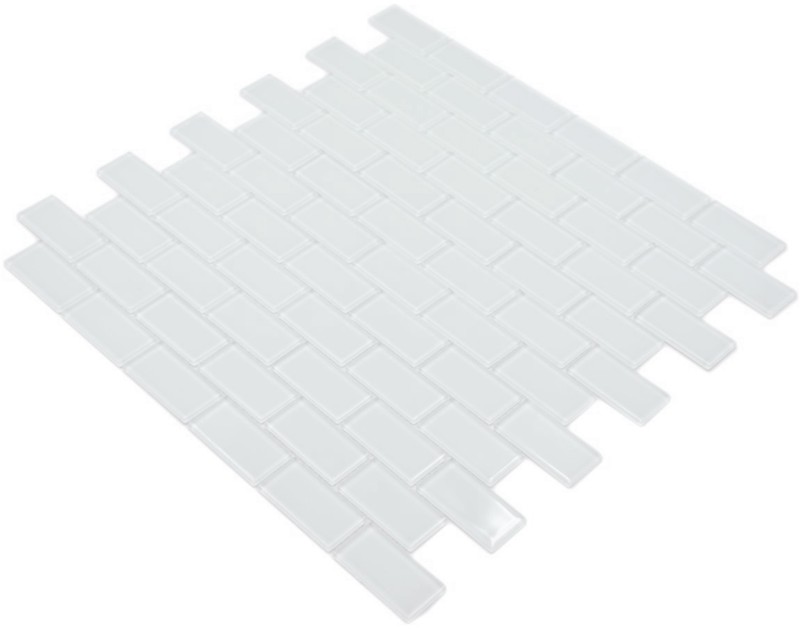Mosaic tile Translucent white Brick Glass mosaic Crystal white BATH WC Kitchen WALL MOS66-0102_f | 10 mosaic mats