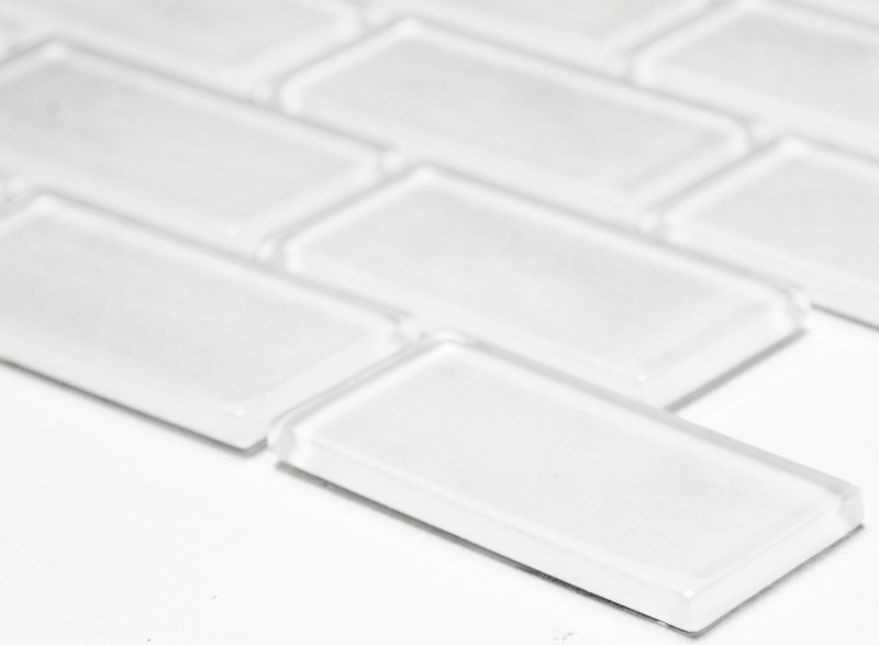 Carreau de mosaïque Translucide blanc Brick Mosaïque de verre Crystal blanc SALLE DE BAIN WC CUISINE MUR MOS66-0102_f | 10 Tapis de mosaïque