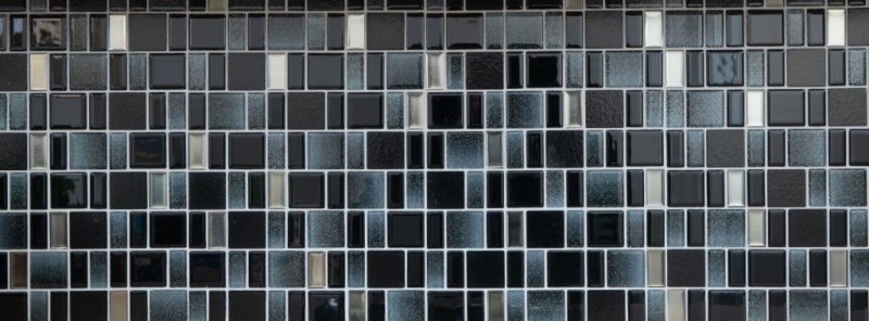 Carreau de mosaïque Translucide noir combinaison irisée noir MOS68-035B_f | 10 Tapis de mosaïque