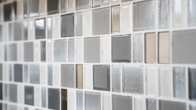 Mosaic tile translucent smoke combination iridescent smoke-colored MOS68-0216F_f | 10 mosaic mats