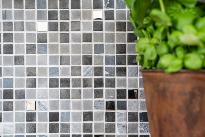 Piastrella mosaico pietra traslucida nero NERO BAD WC cucina WALL MOS91-0334_f | 10 tappetini mosaico