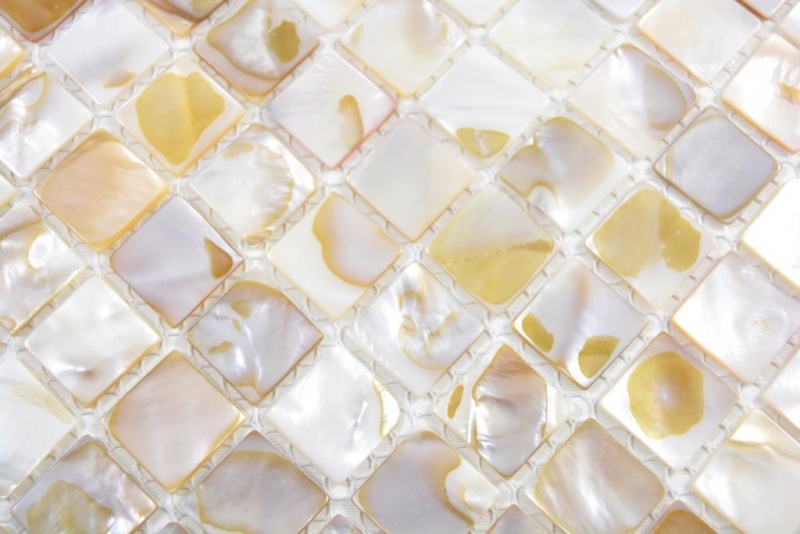 Mosaïque de coquillages beige clair Miroir de fond de cuisine MOS150-SM203_f