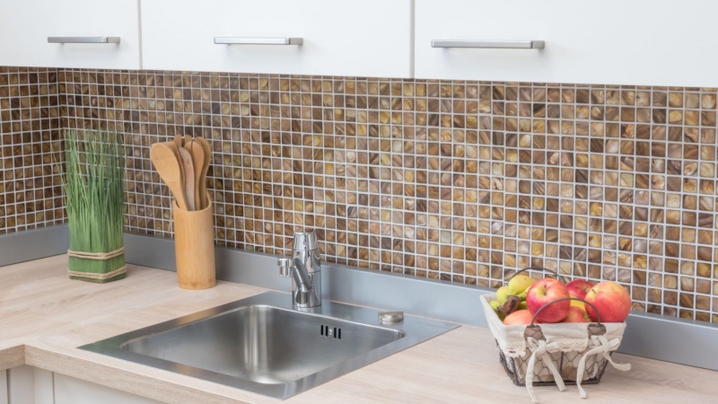 Shell mosaic mother-of-pearl beige brown tile backsplash kitchen wall MOS150-SM2569_f