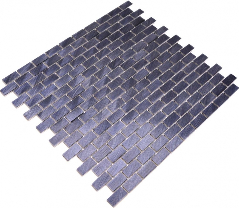 Mosaic splashback aluminum brick black tile backsplash kitchen MOS48-0304_f