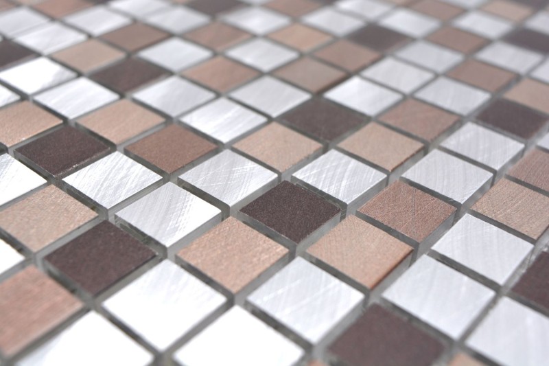 Mosaik Rückwand Aluminium beige braun Alu  kupfer Fliesenspiegel Küche MOS49-A971_f