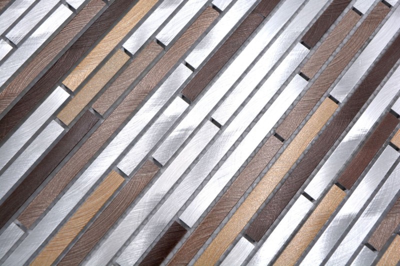 Mosaic splashback aluminum beige brown composite aluminum copper tile backsplash kitchen MOS49-A981_f