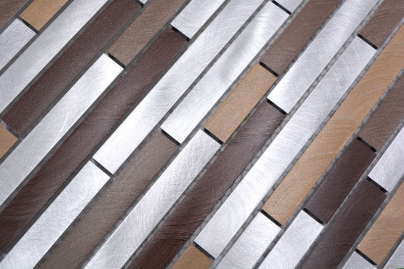 Mosaik Rückwand Aluminium beige braun Verbund Alu kupfer Fliesenspiegel Küche MOS49-A991_f