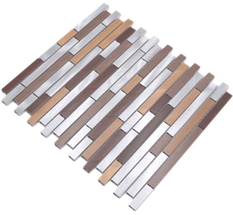 Mosaic splashback aluminum beige brown composite aluminum copper tile backsplash kitchen MOS49-A991_f