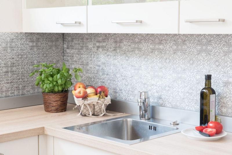 Mosaik Rückwand Aluminium Rechteck Alu silber Fliesenspiegel Küche MOS49-C101D_f