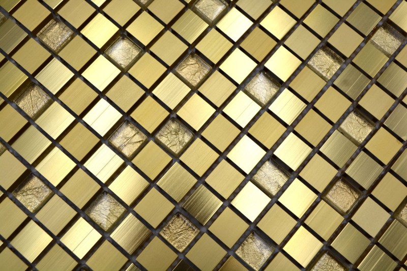 Mosaik Rückwand Aluminium Alu Glasmosaik gold MOS49-A307_f
