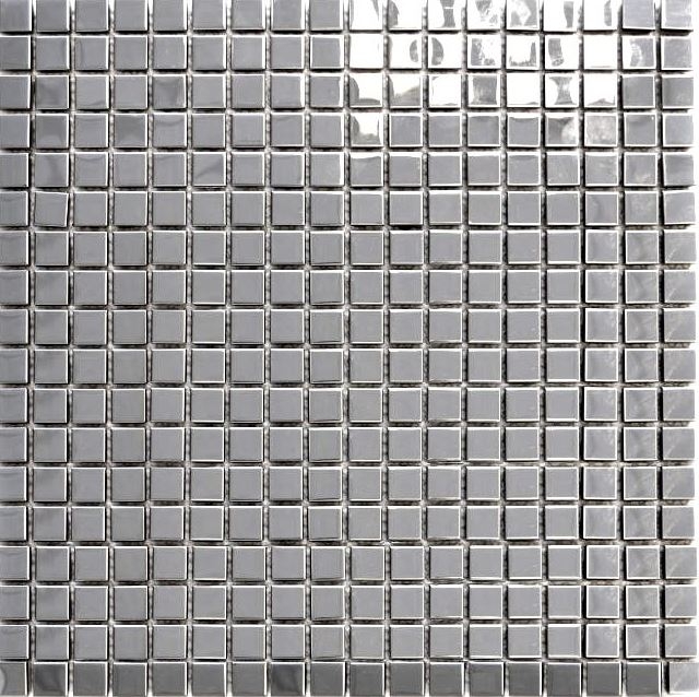 Mosaic splashback stainless steel silver silver steel glossy tiled splashback kitchen MOS129-15G_f