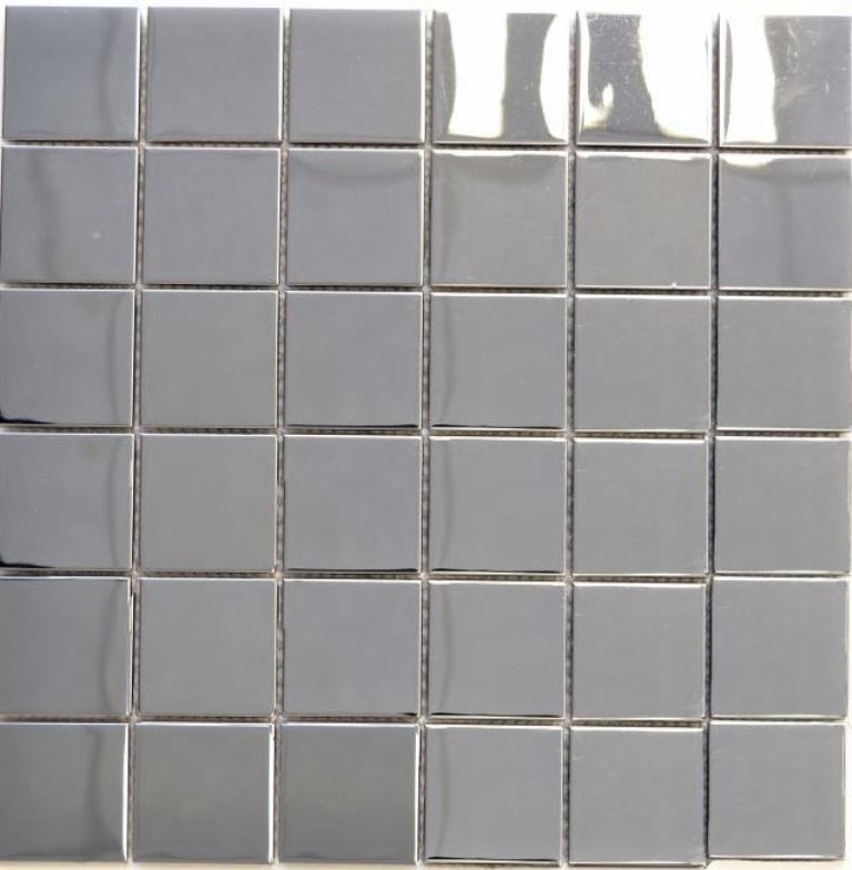 Mosaic back panel stainless steel silver silver steel glossy MOS129-0248_f
